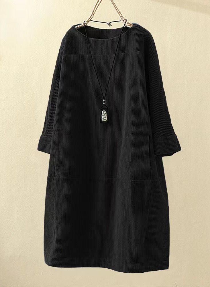 Loquat Casual Women's Round Neck A line Skirt Dress  - Image 1