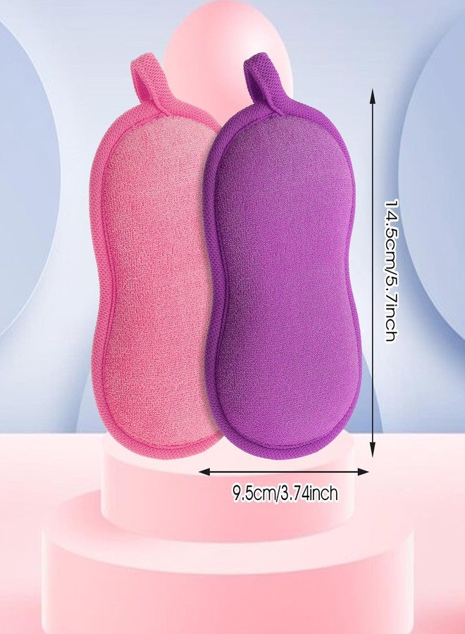 Hpmjz 2Pcs Baby Bath Sponge Shower Sponge Soft Absorbent Exfoliating Wash Soap Kids Loofah Gentleness Comfort Bathing Tool for Infants Men Women Body All Skin Type (Purple; Pink) - Image 2