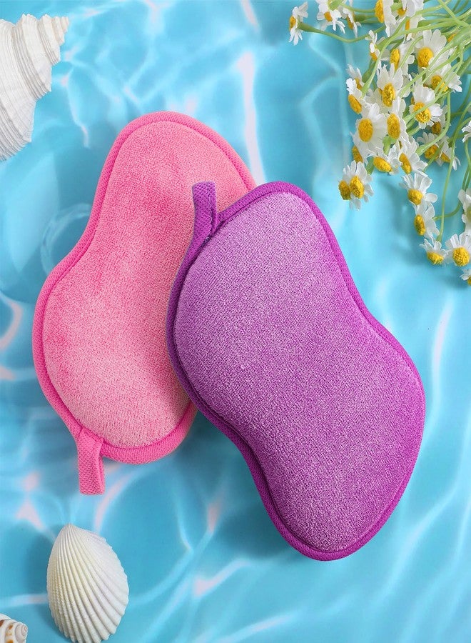 Hpmjz 2Pcs Baby Bath Sponge Shower Sponge Soft Absorbent Exfoliating Wash Soap Kids Loofah Gentleness Comfort Bathing Tool for Infants Men Women Body All Skin Type (Purple; Pink) - Image 4