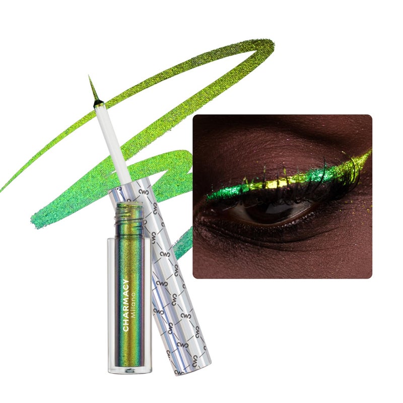 CHARMACY Chameleon Eyeliner Liquid Liner, Glitter liquid eyeliner waterproof, Metallic Intense Color Shifting Colorful Eyeliner, Long wearing,Ultra-Fine Tip Smudge-proof,YELLOW GREEN INDIGO 906 - Image 1