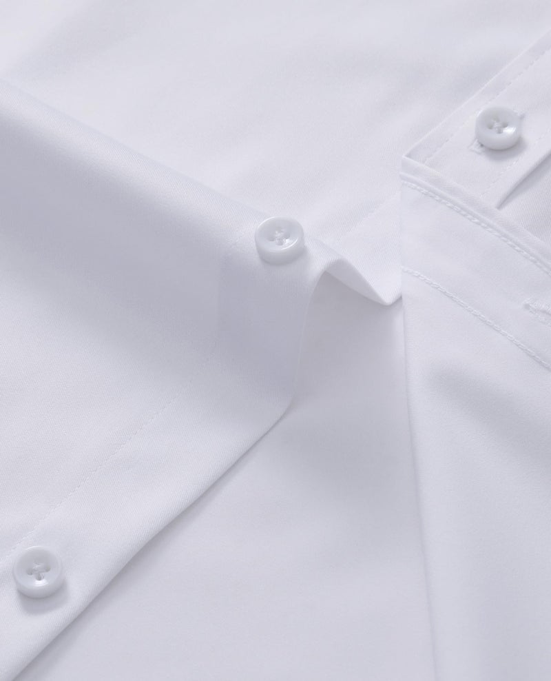 DEMEANOR White Dress Shirts for Men Long Sleeve Wrinkle Free Stretch Business Formal Wedding Button Down Shirt L - Image 4