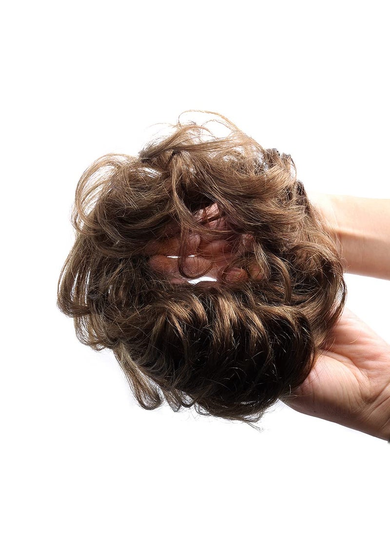 Bella Hair - Bella Hair Messy Bun Hair Piece Real Human Hair Scrunchies for Women Instant Curly Up-do Hair Extension (#2 Dark Brown) - Image 1