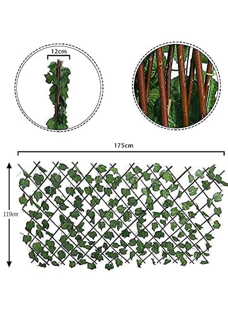 LINGWEI - 2pcs Bamboo Garden Fence Expandable Rectractable Fence Artificial Green leaf Garden Land Expandable Fence Privacy Screen for Balcony Patio Outdoor Decoration - Image 1