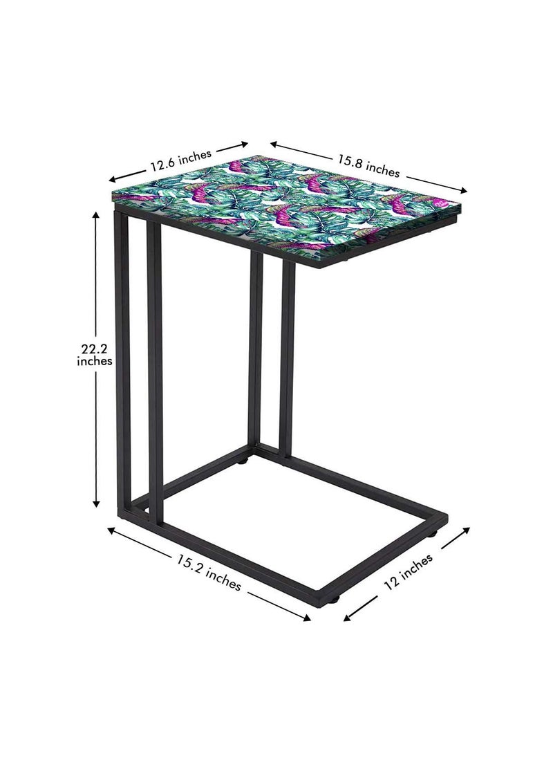Nutcase Nutcase Design C Shaped Side Table for Laptop Work on Sofa CouchStudy Breakfast Snack Serving End Tables for Living Room Bedroom Tropical Leaf  - Image 4