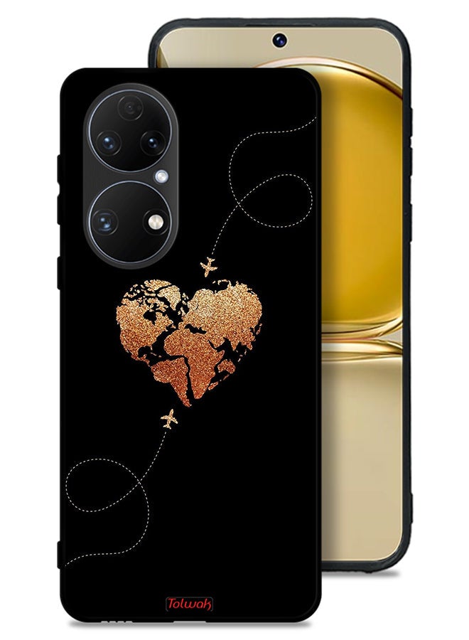 Tolwak Huawei P50 Protective Case Cover Airplanes Touching Heart - Image 1