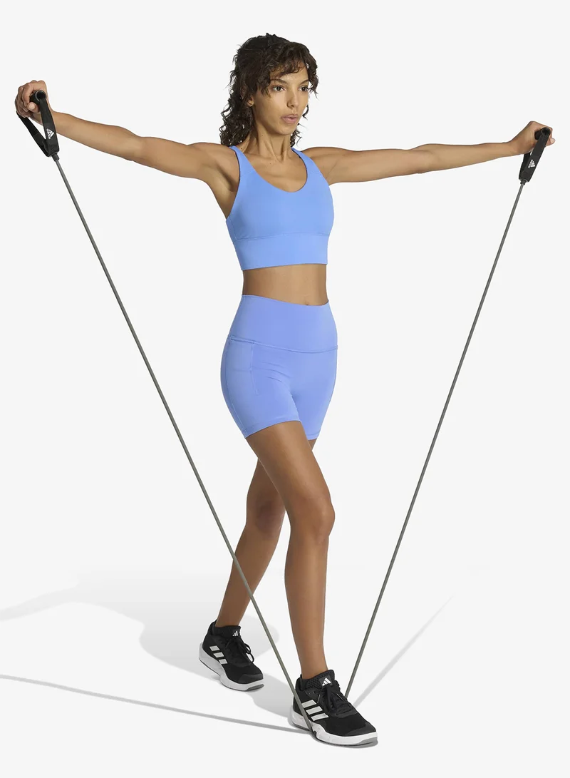 Adidas BLUE FUSION S23 3 Stripes Studio All Me Light Support Bra for Women | Best Price UAE