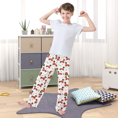 Pfrewn Christmas Winter Pajama Pants Christmas Dachshund Dog Long Sleep Lounge Bottoms for M - Image 5