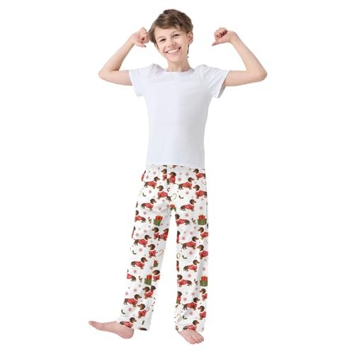 Pfrewn Christmas Winter Pajama Pants Christmas Dachshund Dog Long Sleep Lounge Bottoms for M - Image 3