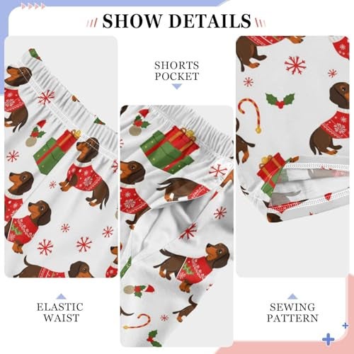 Pfrewn Christmas Winter Pajama Pants Christmas Dachshund Dog Long Sleep Lounge Bottoms for M - Image 4