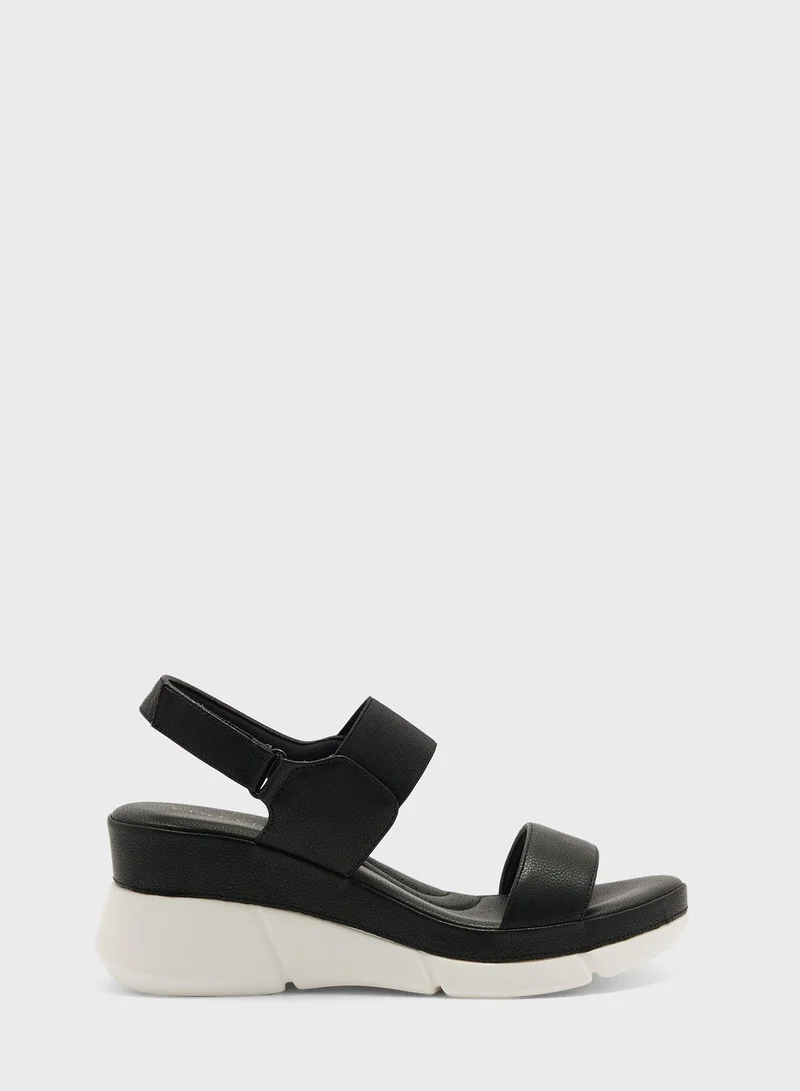 Vincci Multi Strap Mid Heel Wedge Sandals
