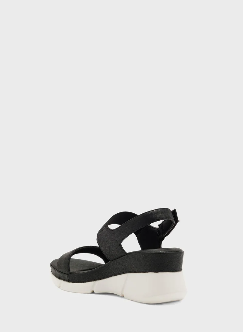 Vincci Multi Strap Mid Heel Wedge Sandals