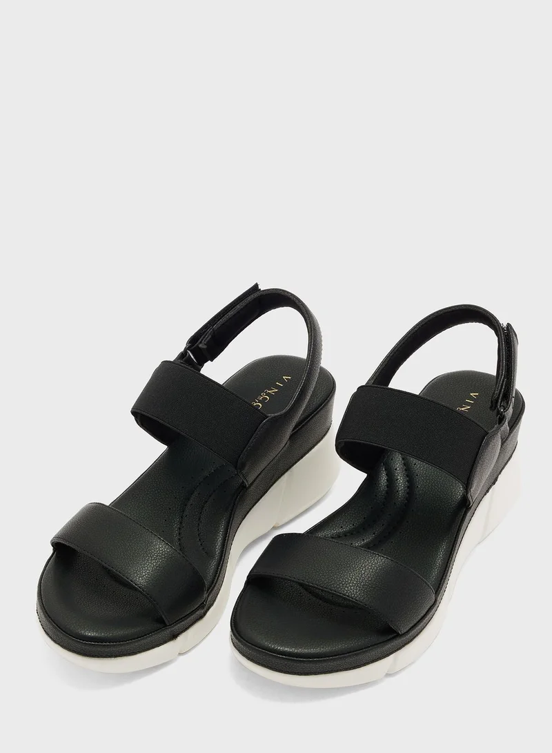 Vincci Multi Strap Mid Heel Wedge Sandals
