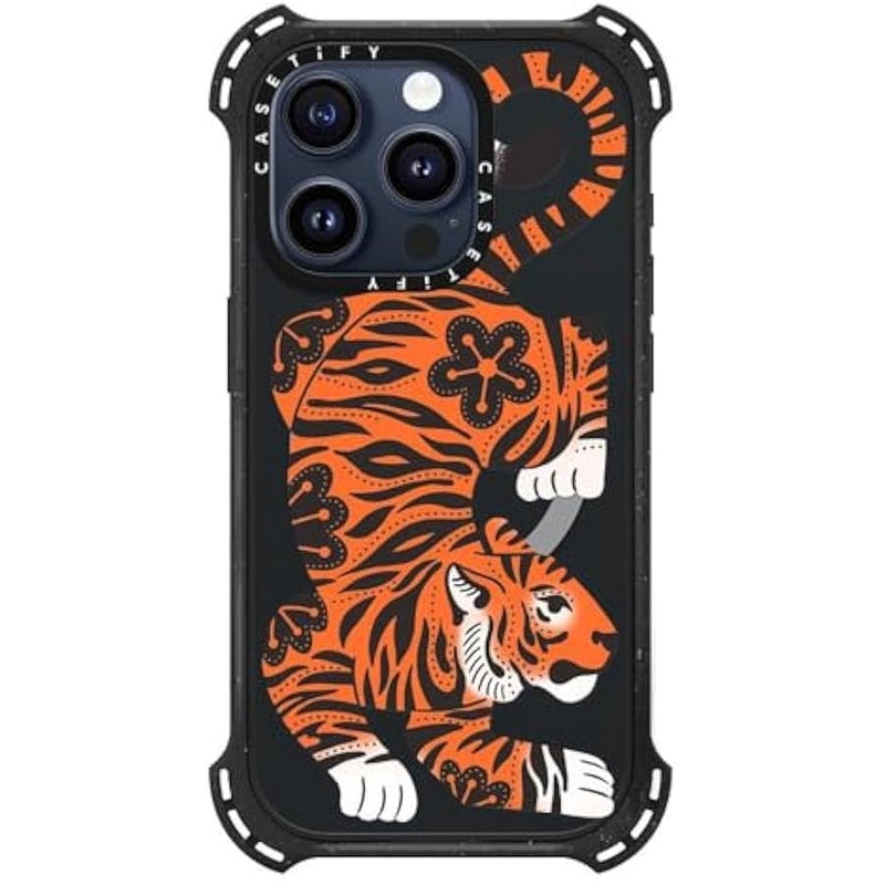 Casetify Bounce iPhone 15 Pro Case 【6X Military Grade Drop Tested / 21.3ft Drop Protection/Compatible with Magsafe】 - Fierce Tiger - Triple Black - Image 2