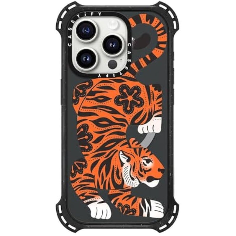 Casetify Bounce iPhone 15 Pro Case 【6X Military Grade Drop Tested / 21.3ft Drop Protection/Compatible with Magsafe】 - Fierce Tiger - Triple Black - Image 3