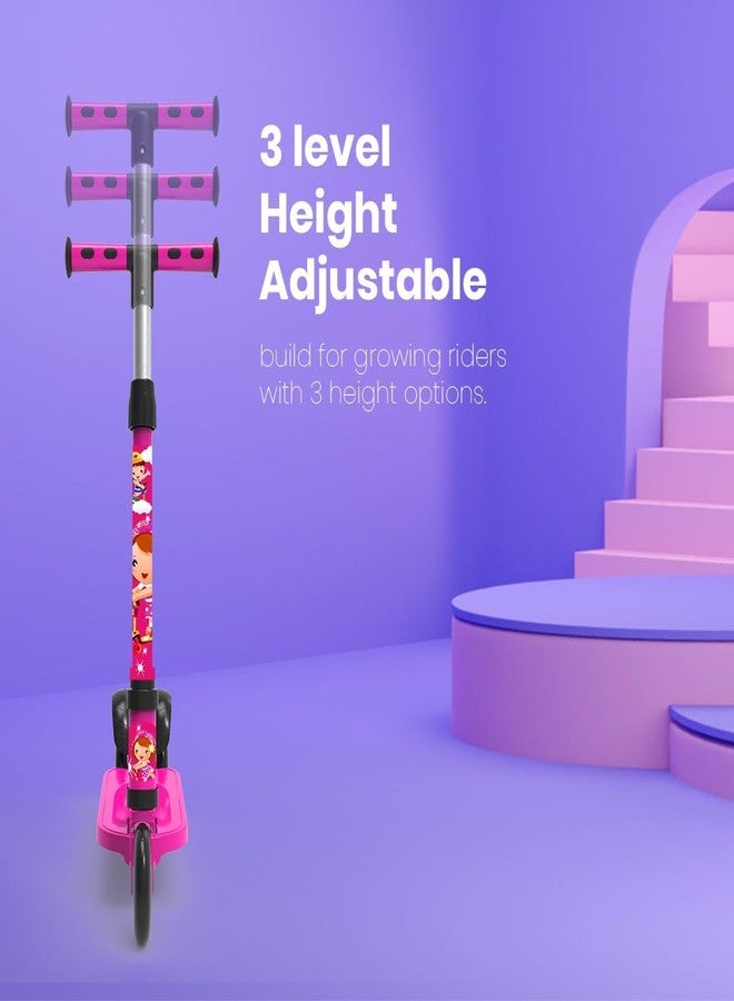 NOJTI سكوتر NOJTI Rider Pro Kick Scooter بعجلات عريضة من البولي يوريثان مزودة بإضاءة LED | سكوتر تزلج ثلاثي العجلات للأولاد والبنات من عمر سنتين إلى 12 سنة | ارتفاع قابل للتعديل بخمسة مستويات، وتصميم سهل الطي (وردي) - Image 2