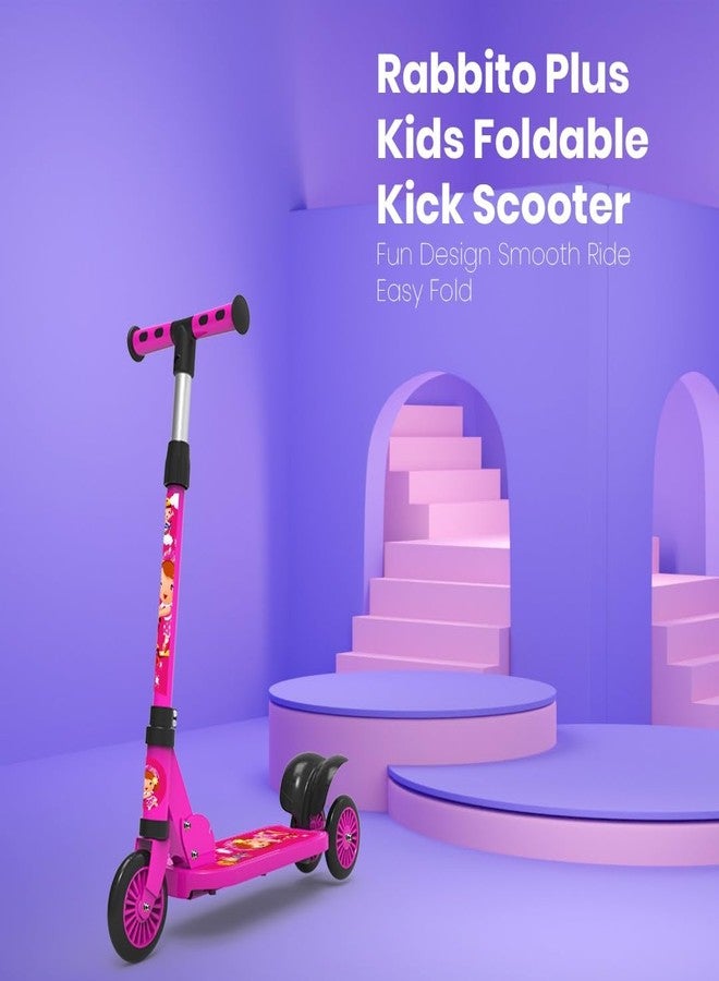 NOJTI سكوتر NOJTI Rider Pro Kick Scooter بعجلات عريضة من البولي يوريثان مزودة بإضاءة LED | سكوتر تزلج ثلاثي العجلات للأولاد والبنات من عمر سنتين إلى 12 سنة | ارتفاع قابل للتعديل بخمسة مستويات، وتصميم سهل الطي (وردي) - Image 4