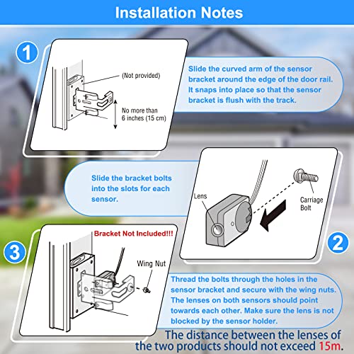 FEITON Garage Door Sensor Beam Eyes, Garage Door Safety Sensor Replacement Parts Compatible with Liftmaster/Sears/Craftsman After 1997 (41A5034, 801CB-P) No Bracket - Image 5