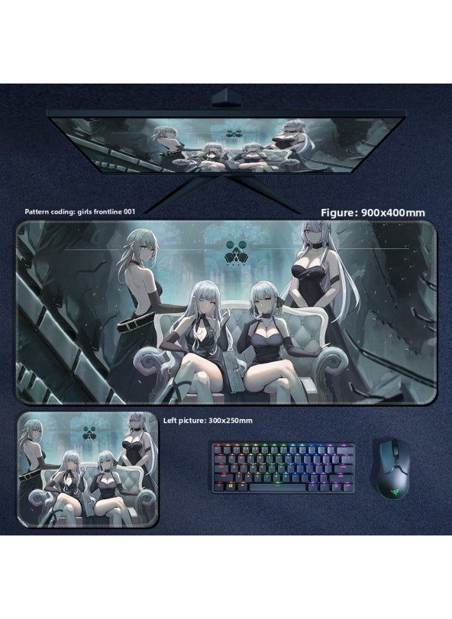 Generic - Girl Front Line Mouse Pad Cartoon Anime 70x30 Large AK Internet Cafe Table Mat Game Lock Edge Thickened Keyboard Pad-Color:900x400x5mm-Pattern:Girl Front Line 003 - Image 1