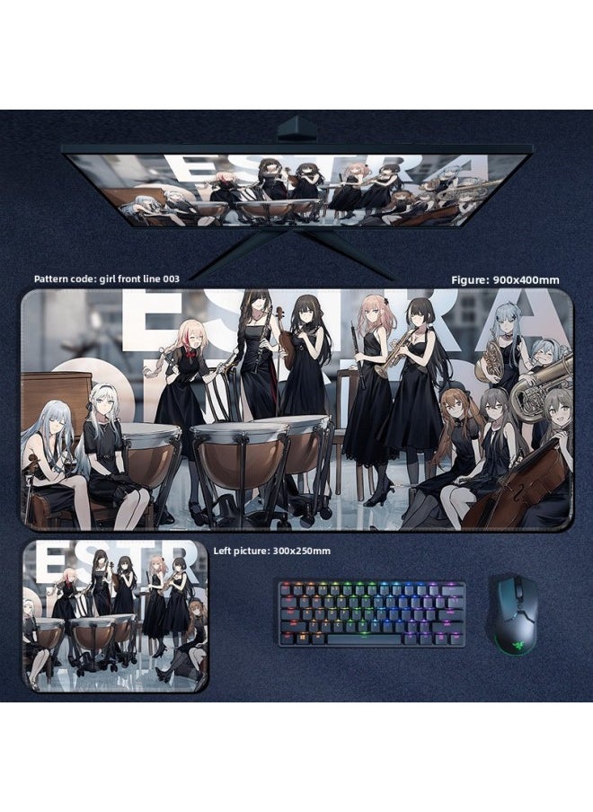 Generic - Girl Front Line Mouse Pad Cartoon Anime 70x30 Large AK Internet Cafe Table Mat Game Lock Edge Thickened Keyboard Pad-Color:900x400x5mm-Pattern:Girl Front Line 003 - Image 1
