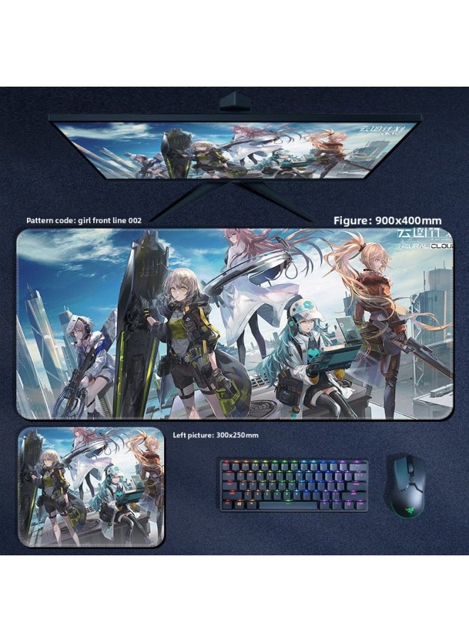 Generic - Girl Front Line Mouse Pad Cartoon Anime 70x30 Large AK Internet Cafe Table Mat Game Lock Edge Thickened Keyboard Pad-Color:900x400x5mm-Pattern:Girl Front Line 003 - Image 1