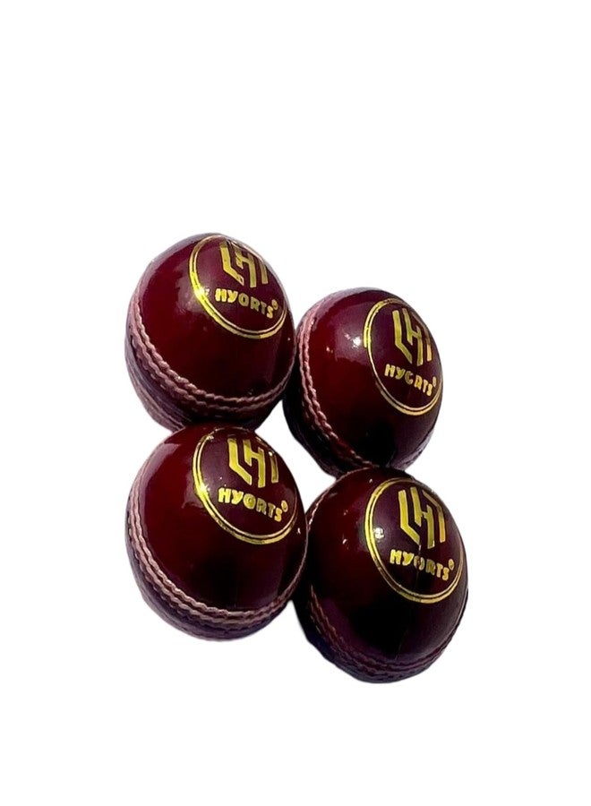HYORTS Senior Official Hard & Seasoned 4 Pieces Leather Cricket Balls for Practice A Grade Handstitched Pack of 4 - Image 1