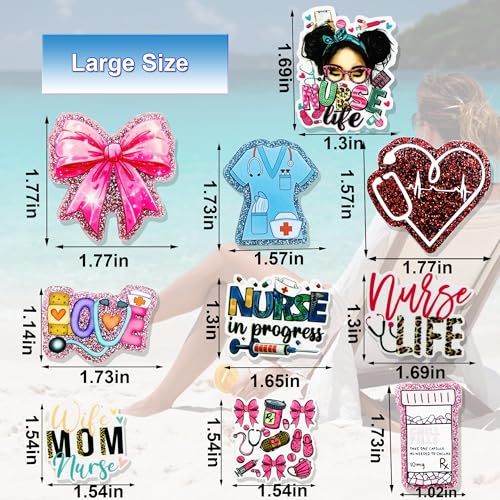 HYTYQDAFA 10PCS Nurse Life Charms for Bogg Bag Accessories, Cute Acrylic Medical Bag Charms with Sturdy Clips for Simply Southern Beach Totes Bag,Decoration Accessories for Nurse Girls Women - Image 2