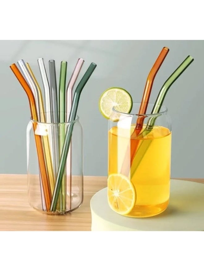 5 Pcs Reusable Glass Straws with Cleaning Brushes, BPA Free Food grade Bent Glass Drinking Straws, Multipurpose Straw for Smoothies Milkshakes Juice (Colorful) - Image 3