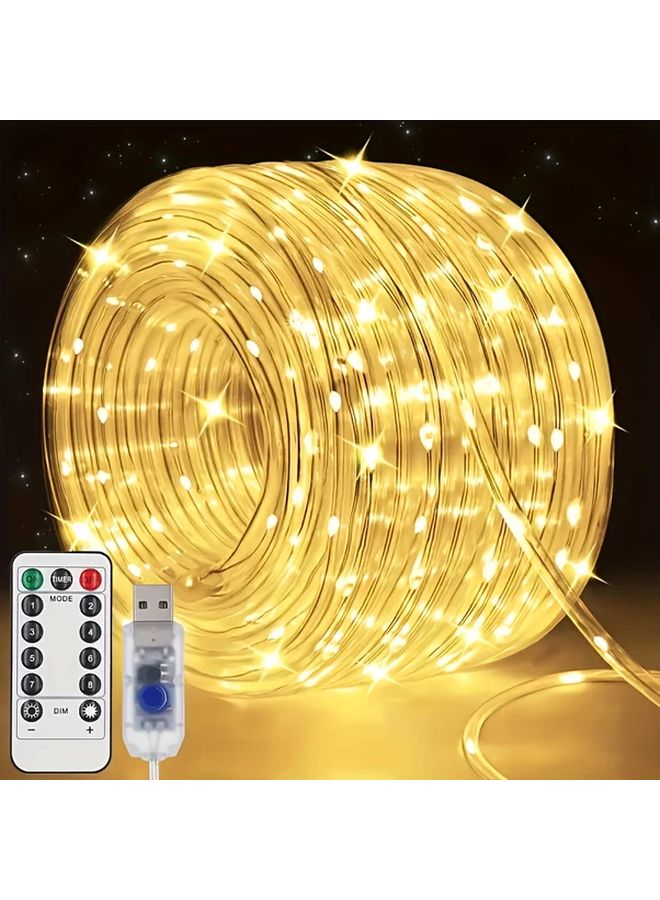 393.7 بوصة 100 مصباح LED شريط إضاءة دافئ أبيض مع جهاز تحكم عن بعد لتزيين حفلات الأعياد - Image 3