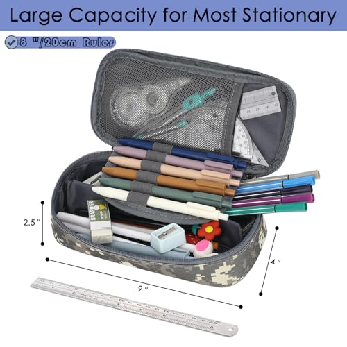 FlowFly Large Capacity Pencil Case for Kids, Boys & Girls – Zippered Multi-Functional Pen Pouch, Soft & Portable Pencil Bag for School, Teens, Students, Digital Camo - Image 3