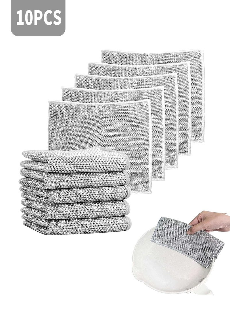 BEIRUI Multipurpose Wire Cleaning Cloths, 10 Pack Multipurpose Dishwashing Rags Non-Scratch Wire Dish Cloths Dishcloth Scrubs Cleans for Dishes, Sinks, Counters, Stove Tops  - Image 1
