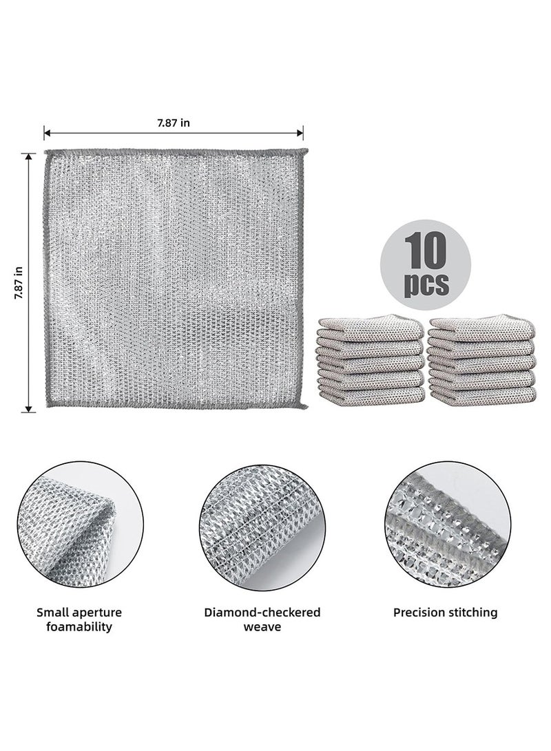 BEIRUI Multipurpose Wire Cleaning Cloths, 10 Pack Multipurpose Dishwashing Rags Non-Scratch Wire Dish Cloths Dishcloth Scrubs Cleans for Dishes, Sinks, Counters, Stove Tops  - Image 2