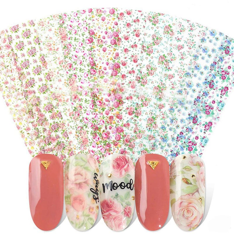JERCLITY 150 Pieces Nail Art Foil Transfer Sticker Set Marbling Leopard Print Flower Nail Polish Foil Adhesive Decals for Women Girls Nail Art Decoration(1.57X7.87inch) - Image 3