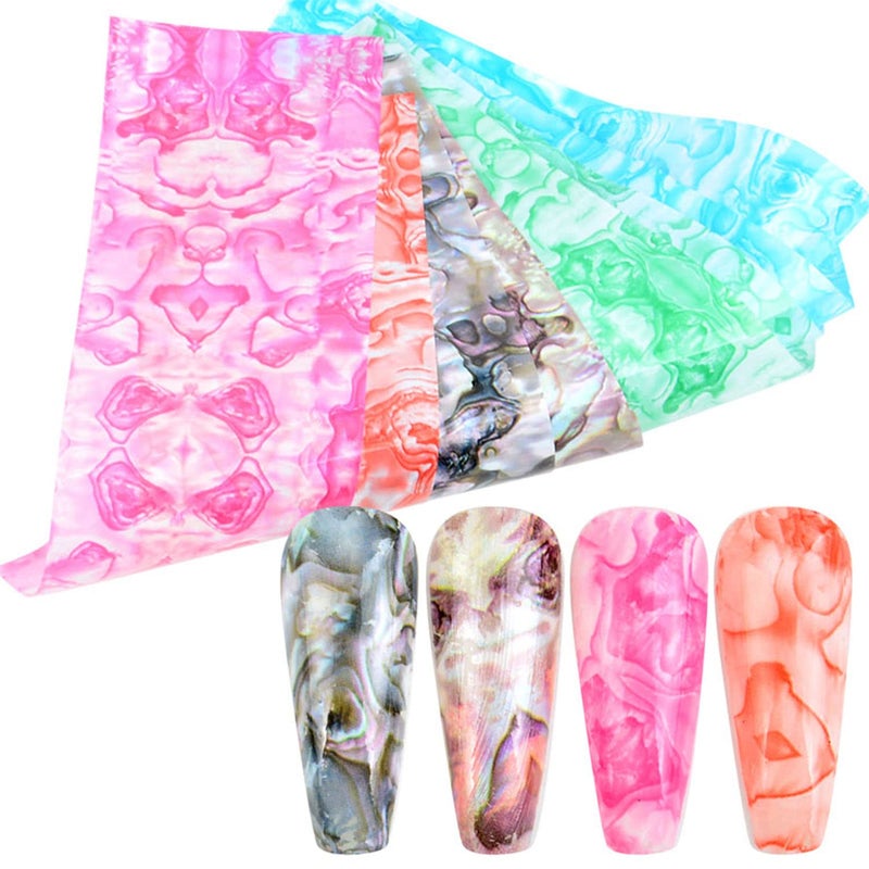 JERCLITY 150 Pieces Nail Art Foil Transfer Sticker Set Marbling Leopard Print Flower Nail Polish Foil Adhesive Decals for Women Girls Nail Art Decoration(1.57X7.87inch) - Image 2
