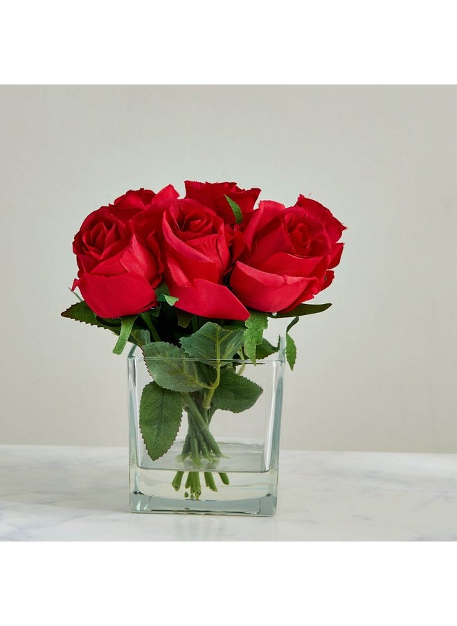 Home Box Liara Rose Buds Arrangement with Still Water in Glass Pot 30 cm  - Image 4