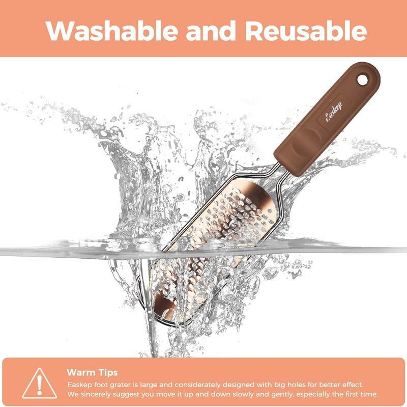 Easkep Foot File Foot Scrubber Pedicure - Callus Remover for Feet Easkep Professional Grater Rasp Foot Scraper Corns Callous Removers Cracked Dead Skin Remover for Dry and Wet Feet (Golden) - Image 3