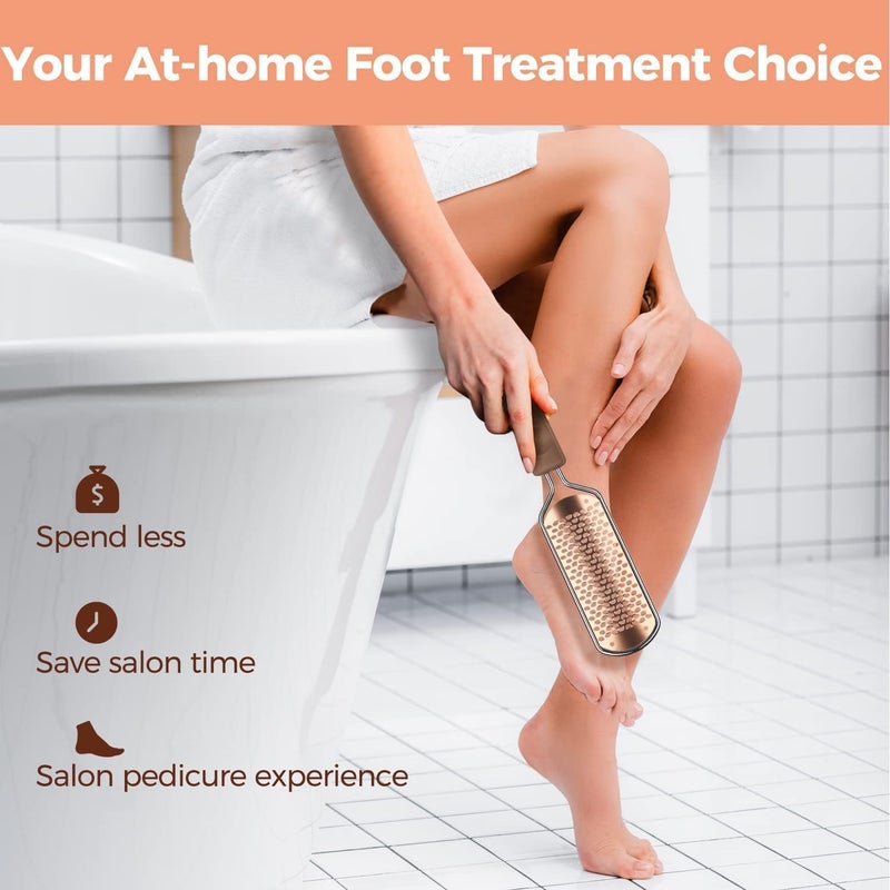 Easkep Foot File Foot Scrubber Pedicure - Callus Remover for Feet Easkep Professional Grater Rasp Foot Scraper Corns Callous Removers Cracked Dead Skin Remover for Dry and Wet Feet (Golden) - Image 4