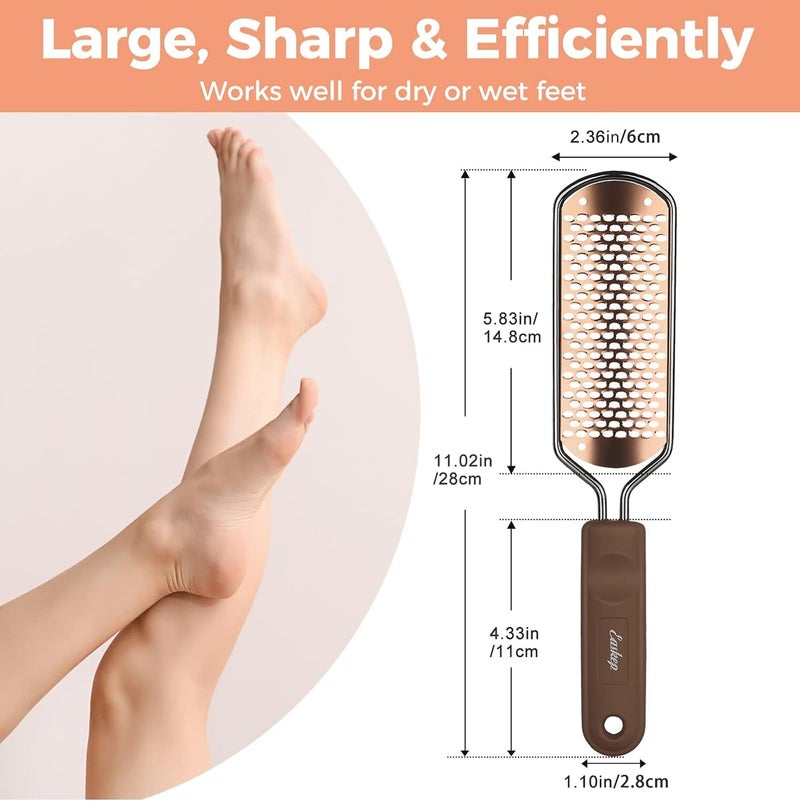 Easkep Foot File Foot Scrubber Pedicure - Callus Remover for Feet Easkep Professional Grater Rasp Foot Scraper Corns Callous Removers Cracked Dead Skin Remover for Dry and Wet Feet (Golden) - Image 5