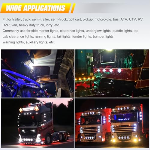 BJZ 6Pcs White Watermelon LED Strobe+Constant Marker Lights Dual Function Watermelon-Shaped Side Marker Clearance Tail Top Cap Roof Lights for Trailer Truck Semi-Trailer Heavy-Duty Truck Bus Van - Image 3