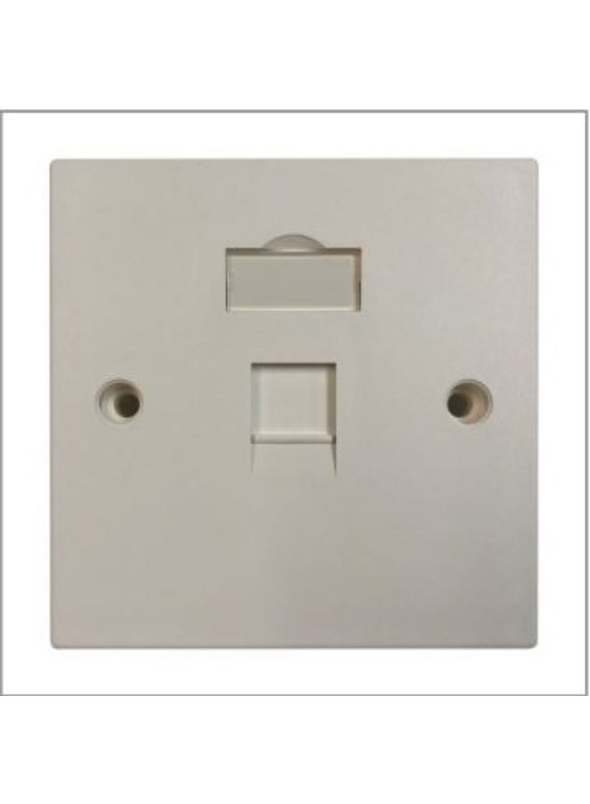 تريب لايت لوحة حائط كيستون بنمط بريطاني بمنفذ واحد، بدون وحدات موديول مزود بغطاء (شاتر)، لون أبيض رقم الموديل: N042U-W01-S