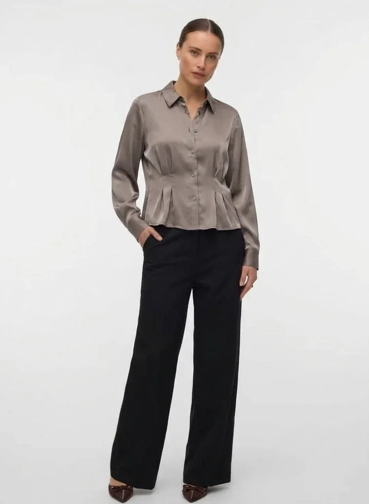فيرو مودا VMMIRO Long Sleeve Fitted Shirt Woven