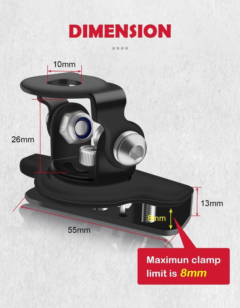Chelhead Led Hood Light Mounts, Universal Led Light Bar Mounting Brackets 304 Stainless Steel Hood Clamp Lights Mounts, Black - Image 4