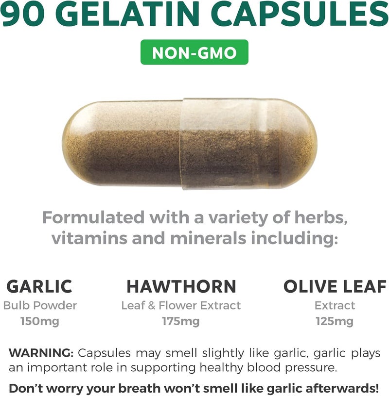 Healths Harmony Blood Pressure Support Supplement NONGMO Premium Natural Herbs Vitamins  Berries  High Dosage of Hawthorn Berry Extract  Supports Blood Pressure Levels Already In The Normal Range  90 Capsules - Image 4