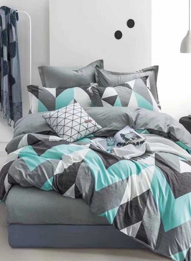 King Size 220x240 cm - 6-Pcs Bed Set, Microfiber Fabric - 1 Duvet Cover, 1 Fitted Sheet, 4 Pillowcases ， Breathable, comfortable and soft (Filler Not Included)