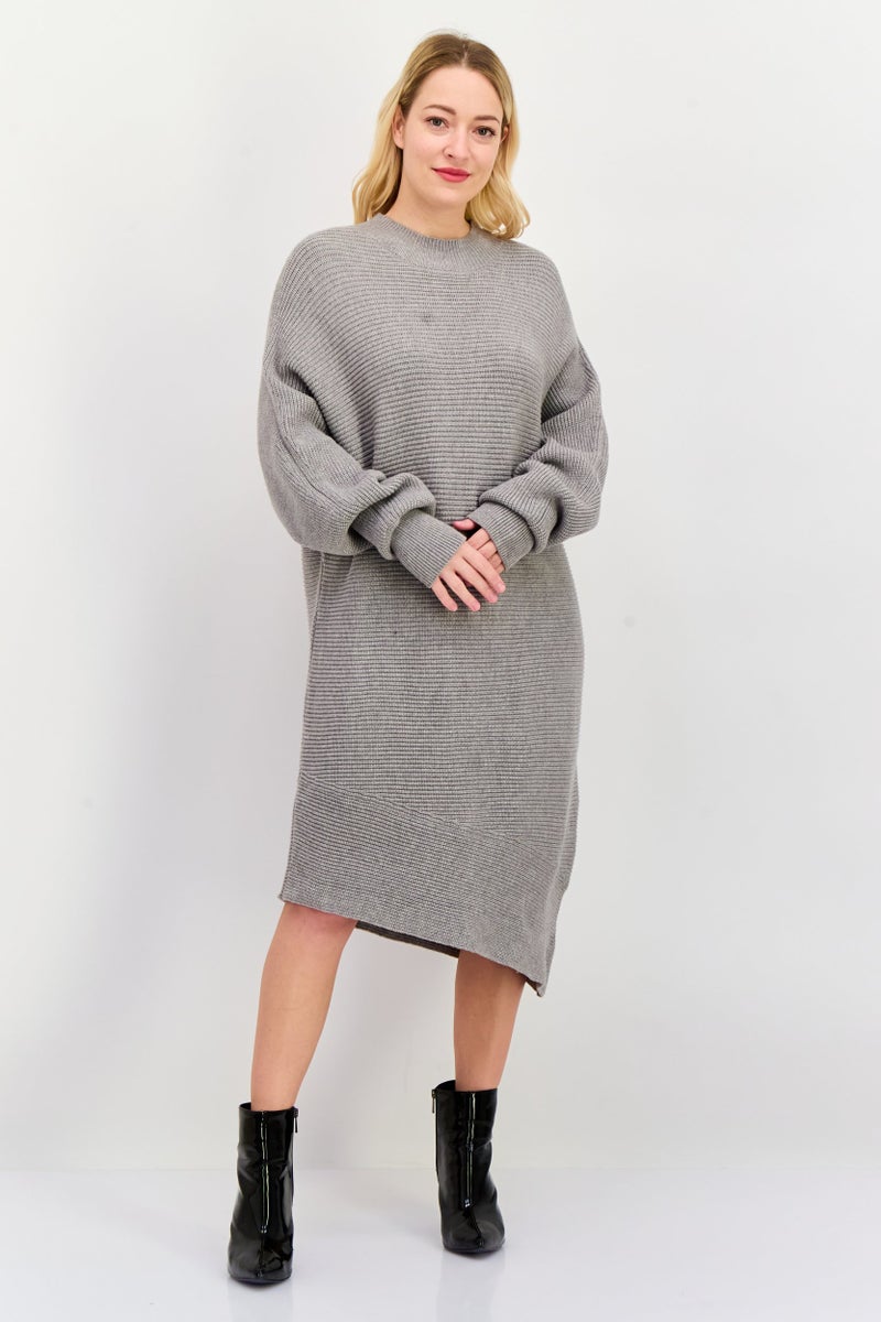 Black Tape Women Knitted Sweater Dress, Grey  - Image 1