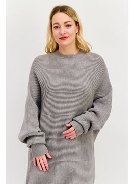 Black Tape Women Knitted Sweater Dress, Grey  - Image 2