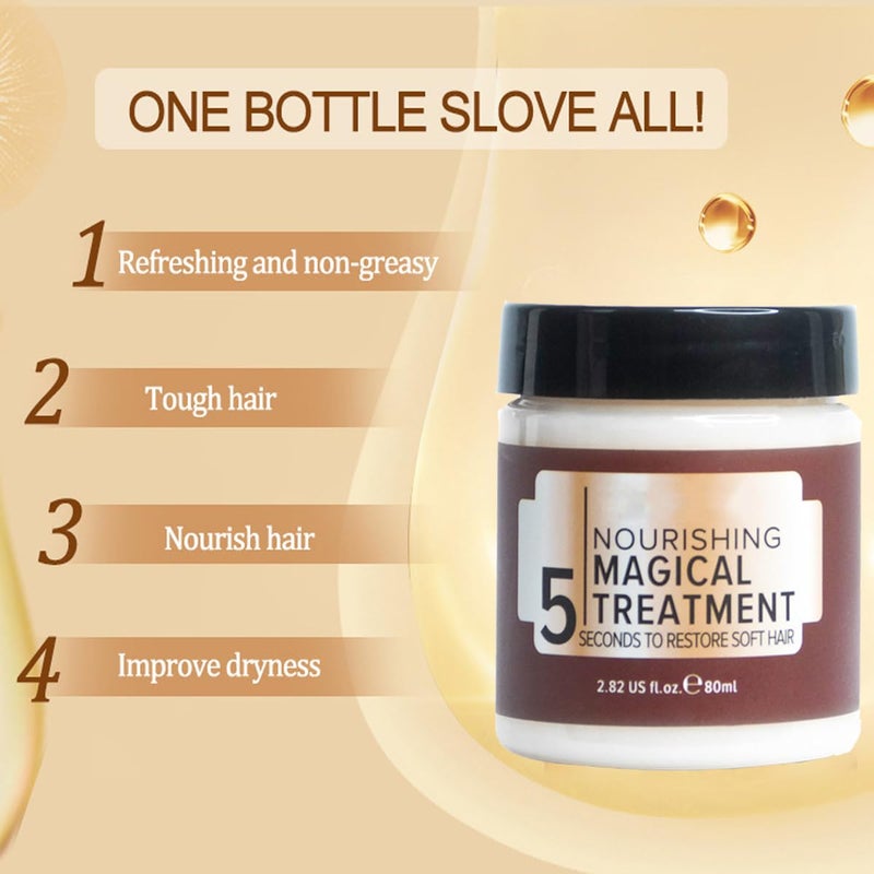 nvyue Magical Keratin Treatment Mask, Advanced Molecular Roots Conditioner for Dry & Damaged Hair, 5 Seconds Restore Soft Hair (80ml) - Image 3