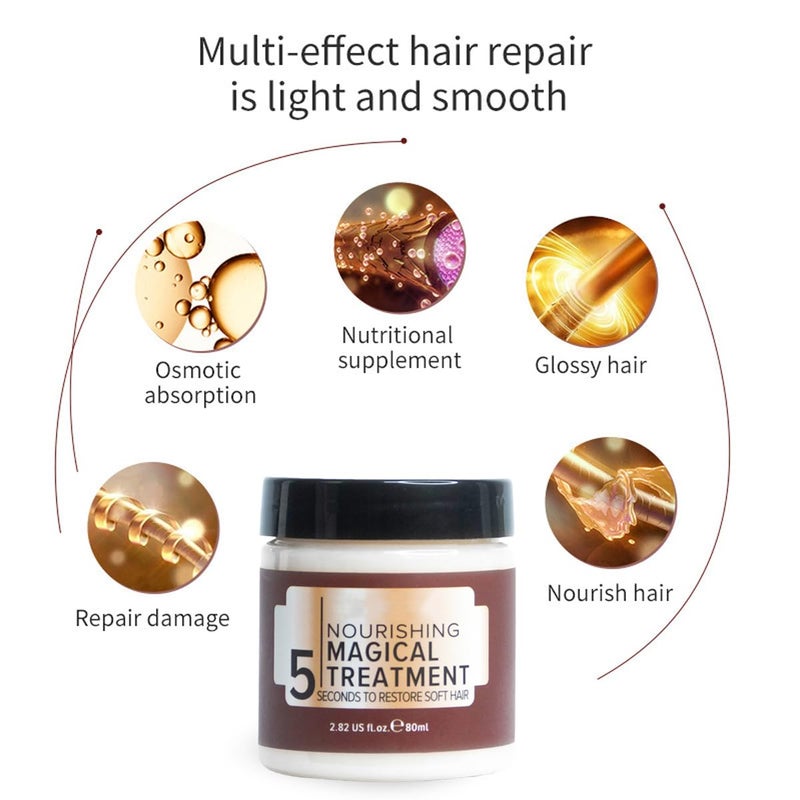 nvyue Magical Keratin Treatment Mask, Advanced Molecular Roots Conditioner for Dry & Damaged Hair, 5 Seconds Restore Soft Hair (80ml) - Image 4