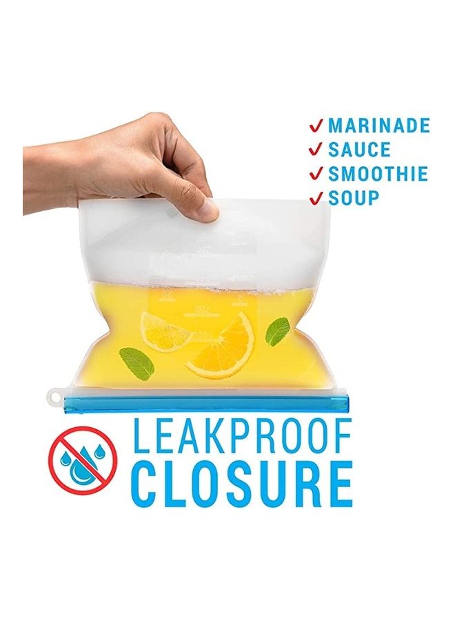 بي جي إم طقم أكياس طعام من السيليكون قابلة لإعادة الاستخدام مكون من 4 قطع شفاف 6.9x7.9بوصة - Image 3