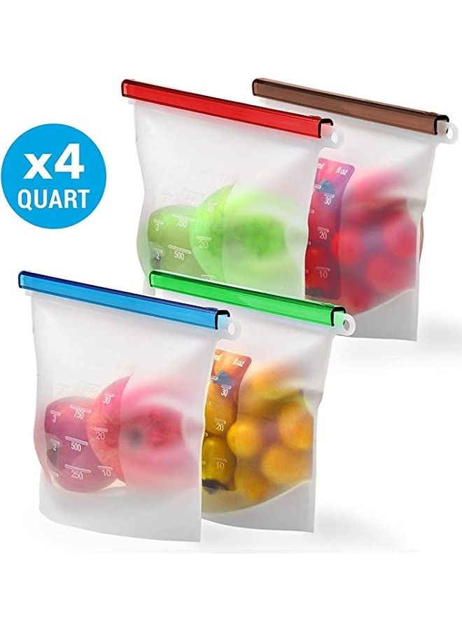 بي جي إم طقم أكياس طعام من السيليكون قابلة لإعادة الاستخدام مكون من 4 قطع شفاف 6.9x7.9بوصة - Image 1