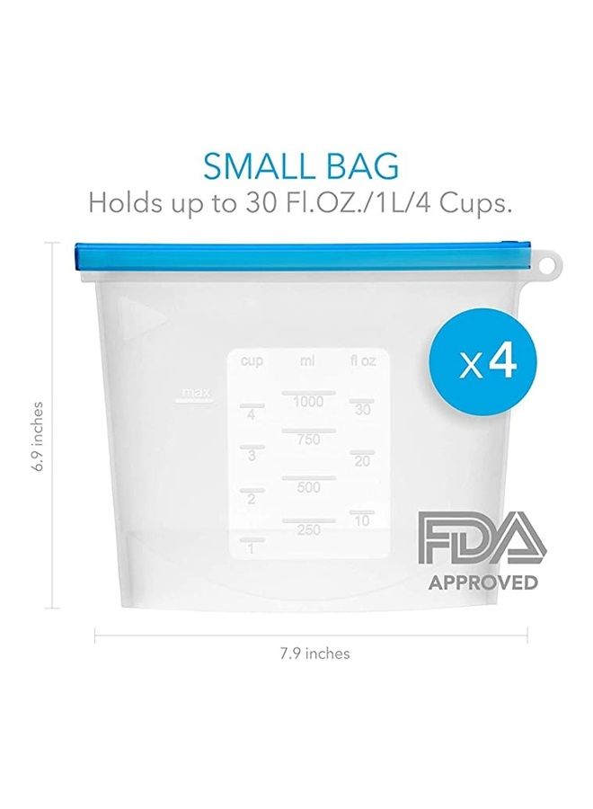 بي جي إم طقم أكياس طعام من السيليكون قابلة لإعادة الاستخدام مكون من 4 قطع شفاف 6.9x7.9بوصة - Image 2